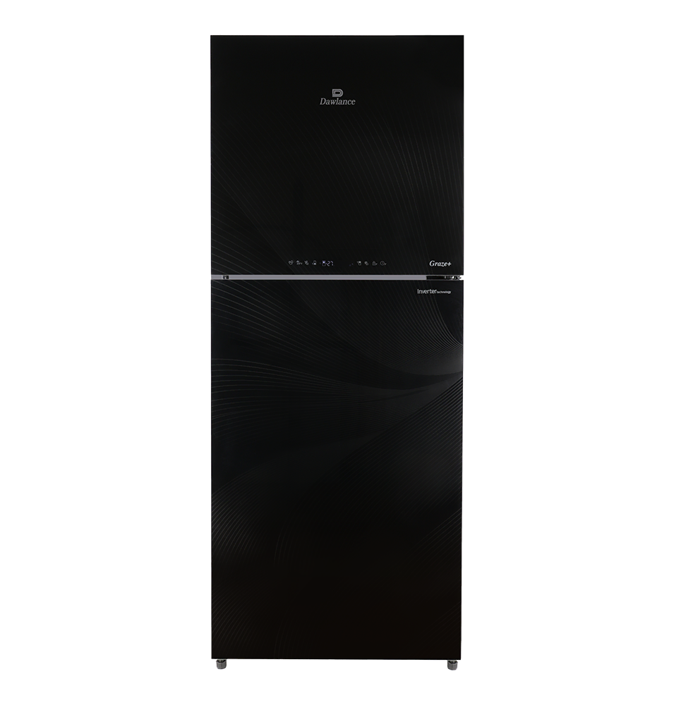 DAWLANCE MEDIUM SIZE GLASS DOOR INVERTER FRIDGE 9173 GRAZE+GEM BLACK